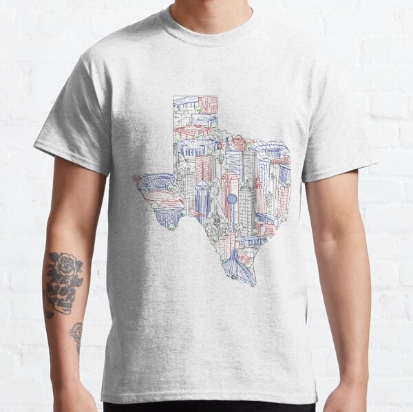 Dallas City Skyline - Texas Rangers Dallas Cowboys Stars Pride T-Shirt