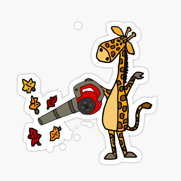 Artikel-Vorschau von Lustige Giraffe, die Laubbläser verwendet, designt und verkauft von Nature's Fancy.