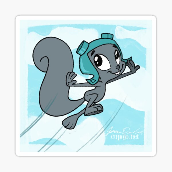 Flying Cartoon Squirrel Sticker