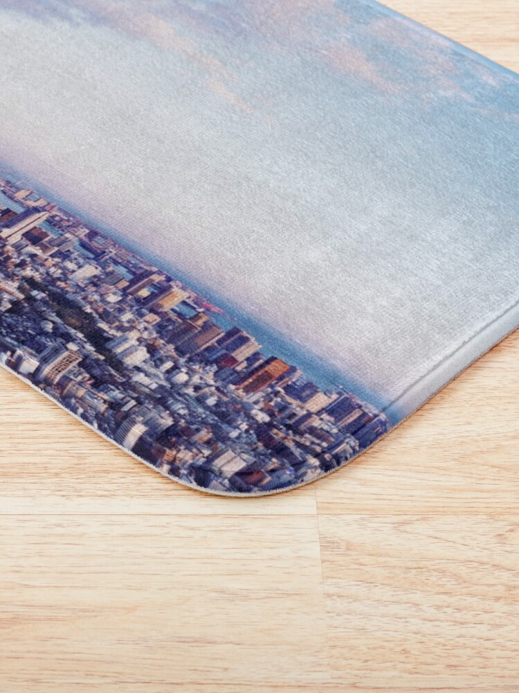 Alternate view of Tokyo tower in beautiful aerial scenery Tokyo city under vast blue sky art photo print Bath Mat