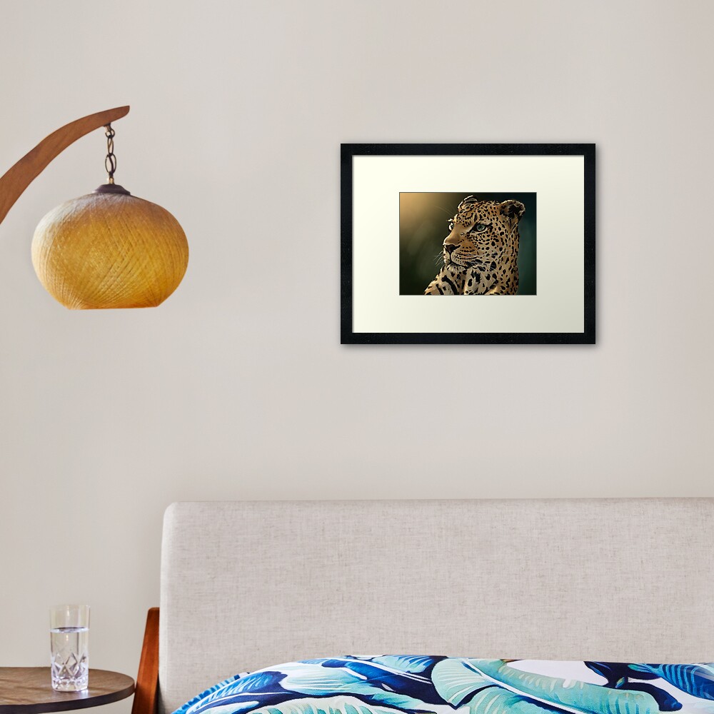 Dibujo de leopardo | Animales salvajes de Africa | Cinco grandes Lámina enmarcada