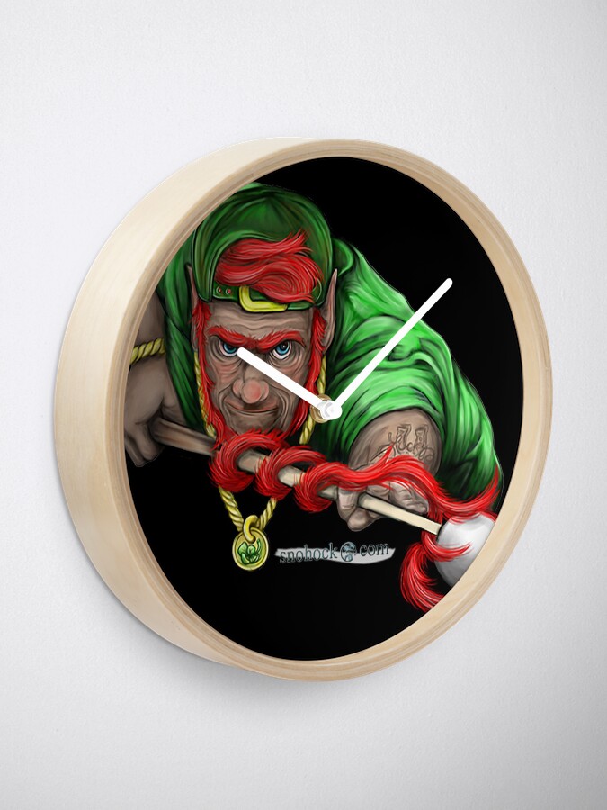 Alternate view of Lucky Leprechaun Shooting Pool Clock