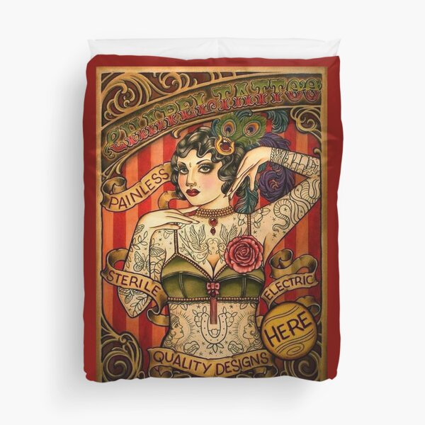 CHAPEL TATTOO; Vintage Body Advertising Art Duvet Cover