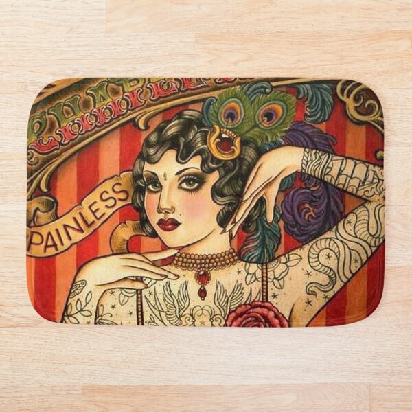 CHAPEL TATTOO; Vintage Body Advertising Art Bath Mat