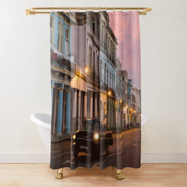 Cuba Havana Cuban Tropical Sunset Classic Car Shower Curtain