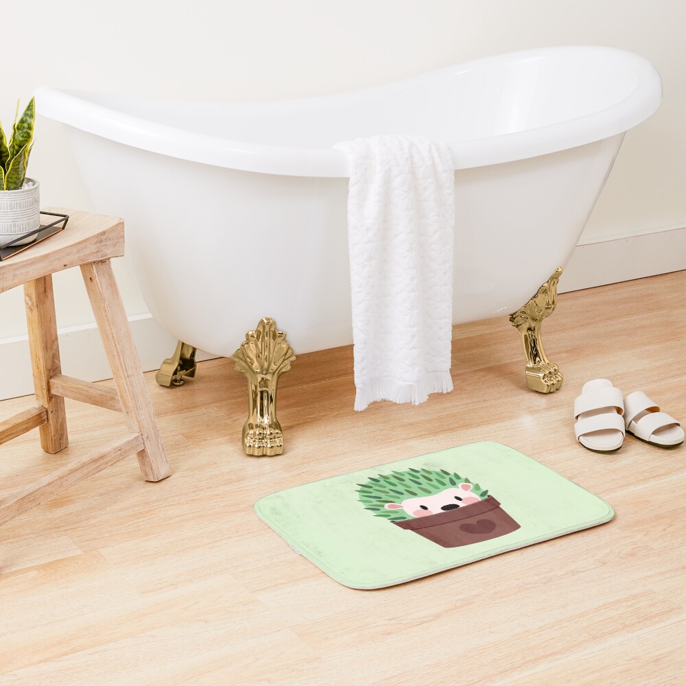 Hedgehogs disguised as cactuses Bath Mat