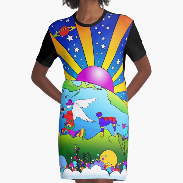Cosmic Pet World Graphic T-Shirt Dress