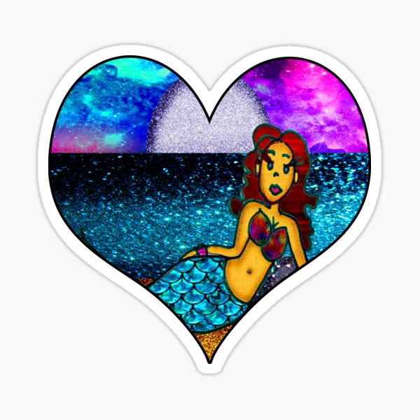 Beautiful Brown Red Haired Mermaid  Sticker