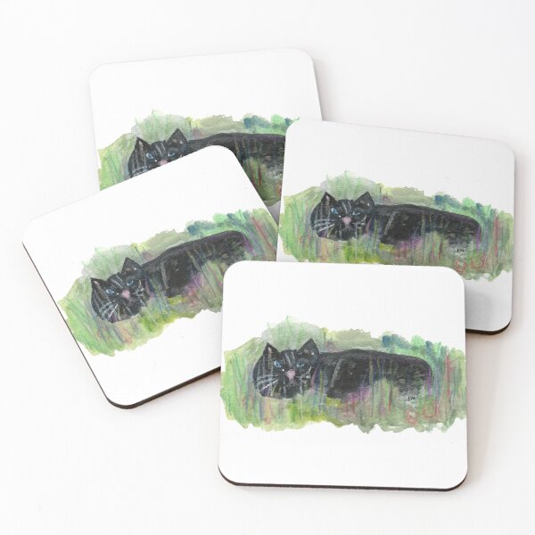 Item preview, Black cat in grass designed and sold by Gabriele Maurus.