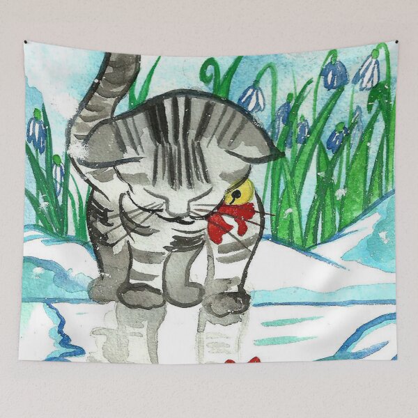 Item preview, Hello There - The Winter Kitty  designed and sold by Niina  Niskanen.