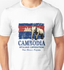Cambodia Flag - Vintage Look Unisex T-Shirt