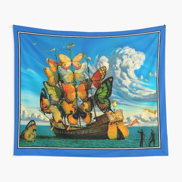 BUTTERFLY SHIP : Vintage Surreal Abstract Fantasy Print Tapestry