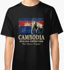 Cambodia Flag - Vintage Look Classic T-Shirt