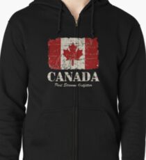 Maple Leaf - Canadian Flag - Vintage Look Zipped Hoodie
