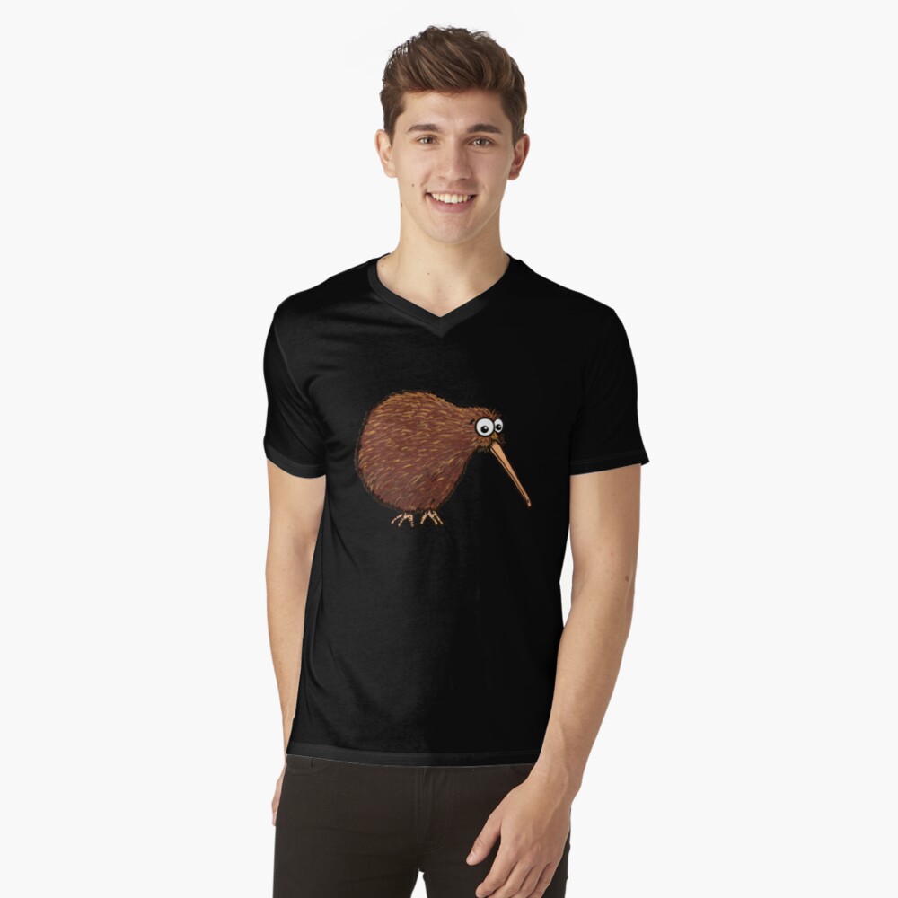 Cutest Kiwi - On Black V-Neck T-Shirt