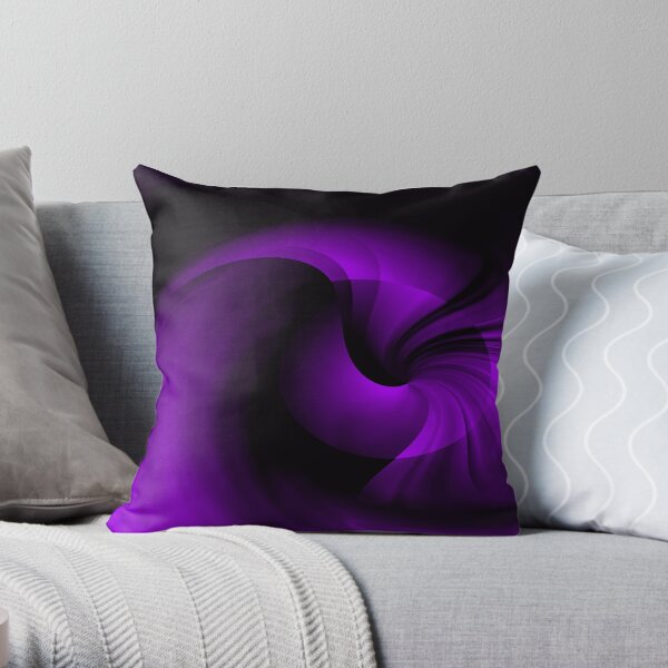 Purple Fractal Swirl Throw Pillow