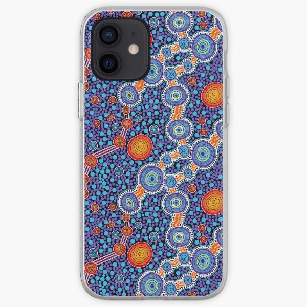 Authentic Aboriginal Art - The Journey Blue iPhone Soft Case