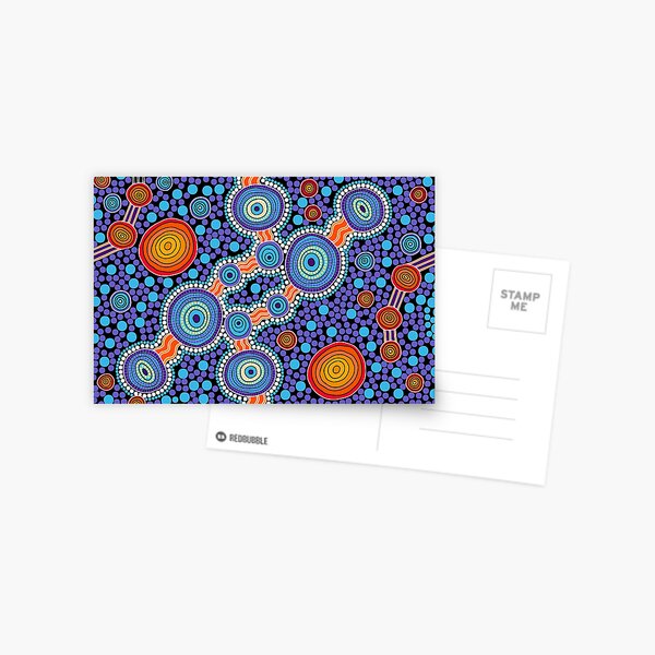 Authentic Aboriginal Art - The Journey Blue Postcard