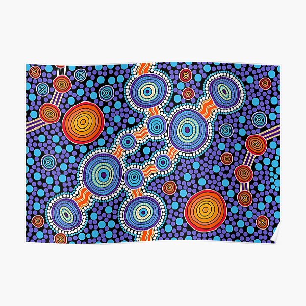 Authentic Aboriginal Art - The Journey Blue Poster