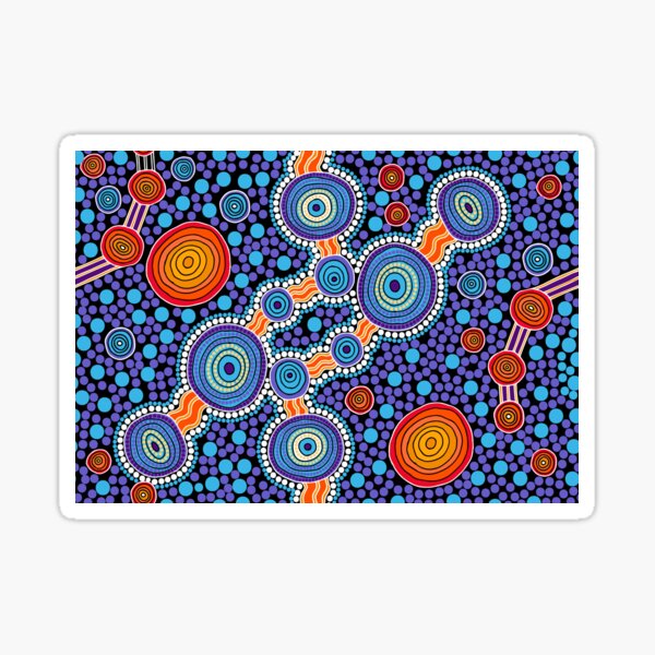 Authentic Aboriginal Art - The Journey Blue Sticker