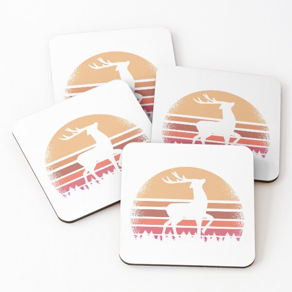 Item preview, Retro Vintage Deer Sunset Silhouette Forest NC designed and sold by Cute and Funny Animal Art Designs.