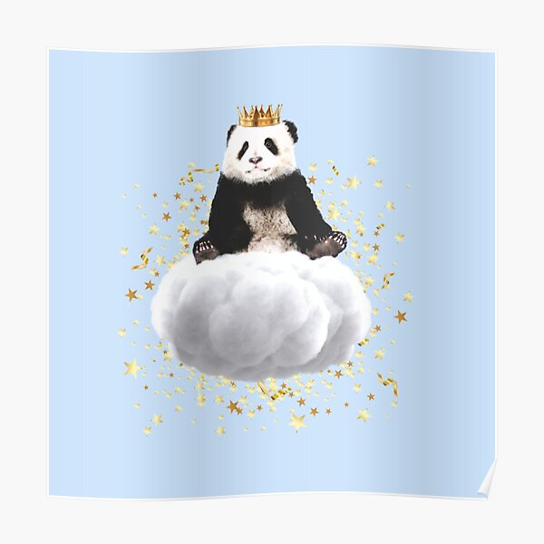 Panda cloud with the stars Poster