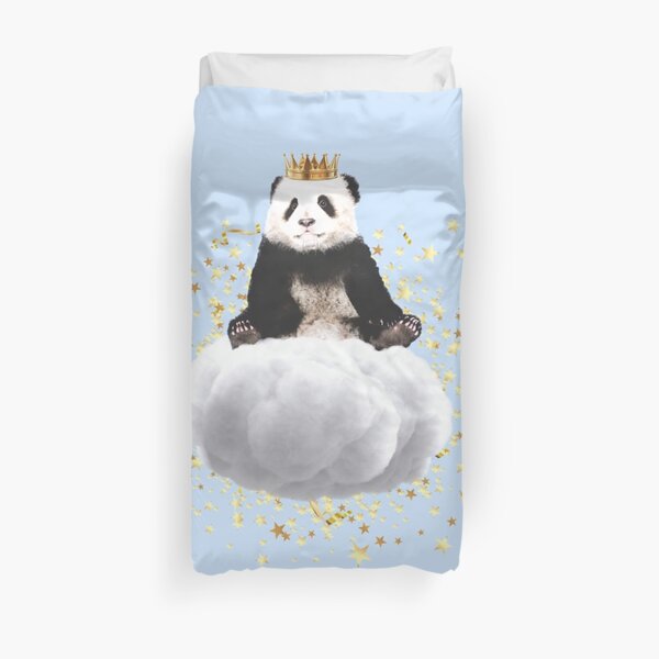 Panda cloud with the stars Duvet Cover