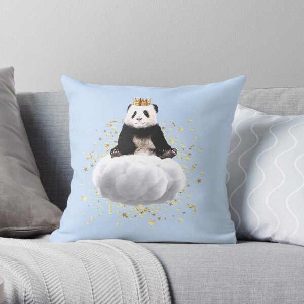Panda cloud with the stars Throw Pillow