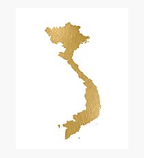 Golden Vietnam map Photographic Print