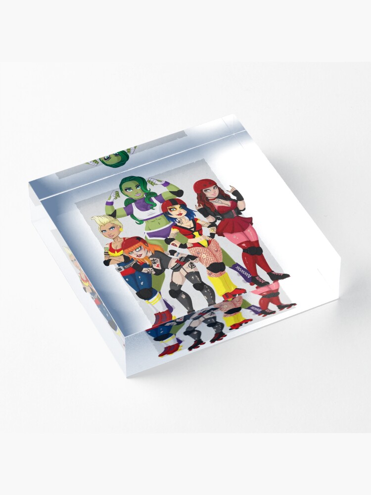 Alternate view of The Avenging Derby Girls Acrylic Block