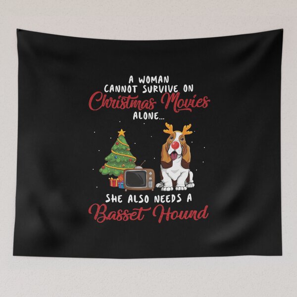Aperçu de l'œuvre Cadeau drôle pour femmes, Basse Hound et Christmas Movie créée et vendue par TeeDoozy.