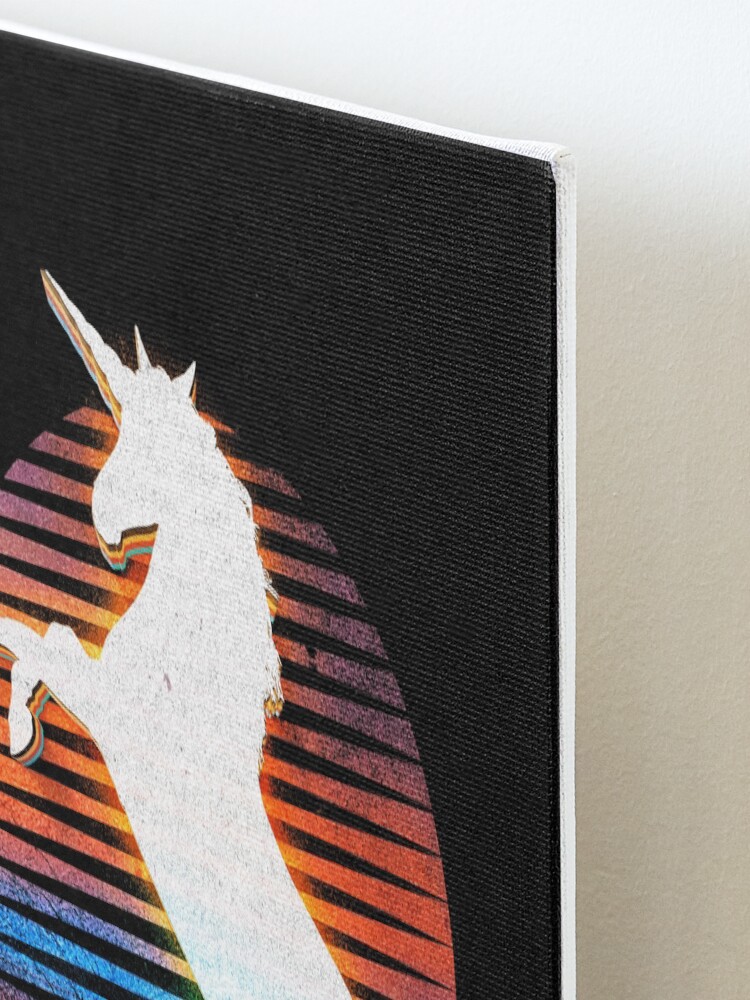 Alternate view of Unicorn Black Grey White Retro Galaxy Unicorn Graphic Logo Mounted Print