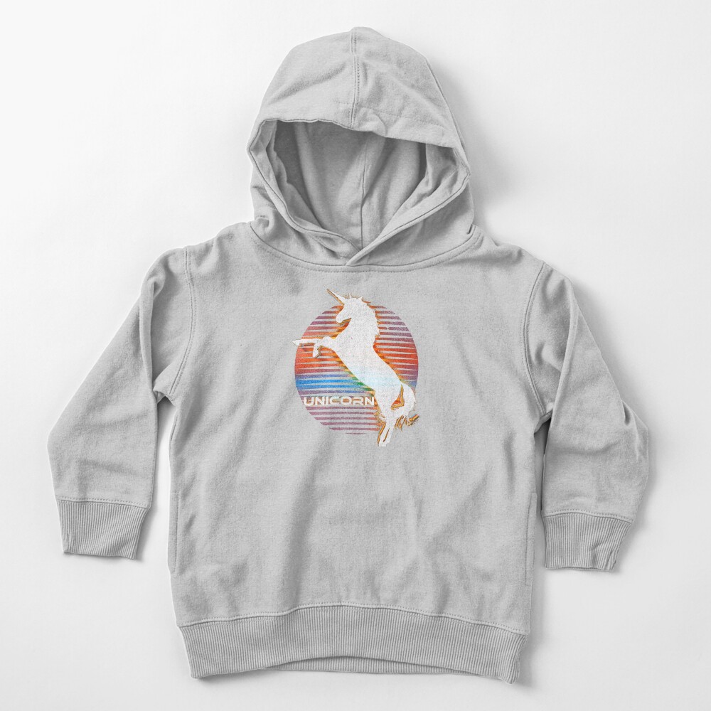 Unicorn Black Grey White Retro Galaxy Unicorn Graphic Logo Toddler Pullover Hoodie