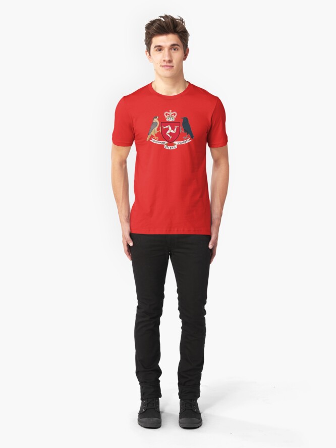 Alternate view of Isle Of Man Flag 3 Legs Of Man Manx Coat Of Arms Celtic Triskelion Slim Fit T-Shirt