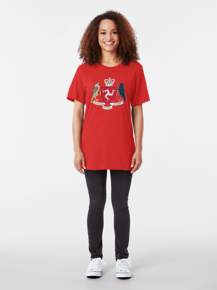 Alternate view of Isle Of Man Flag 3 Legs Of Man Manx Coat Of Arms Celtic Triskelion Slim Fit T-Shirt