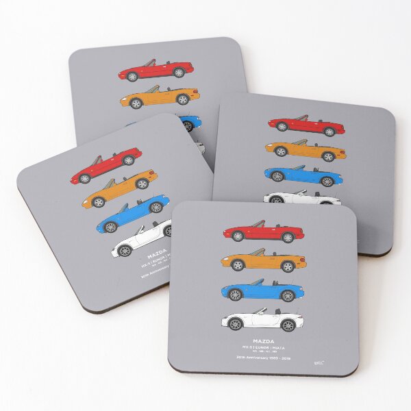 MX-5 / Miata / Eunos 30th Classic Car Collection Coasters (Set of 4)