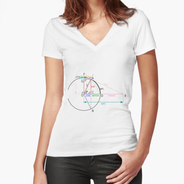 All of the trigonometric functions of an angle θ can be constructed geometrically in terms of a unit circle centered at O. Fitted V-Neck T-Shirt