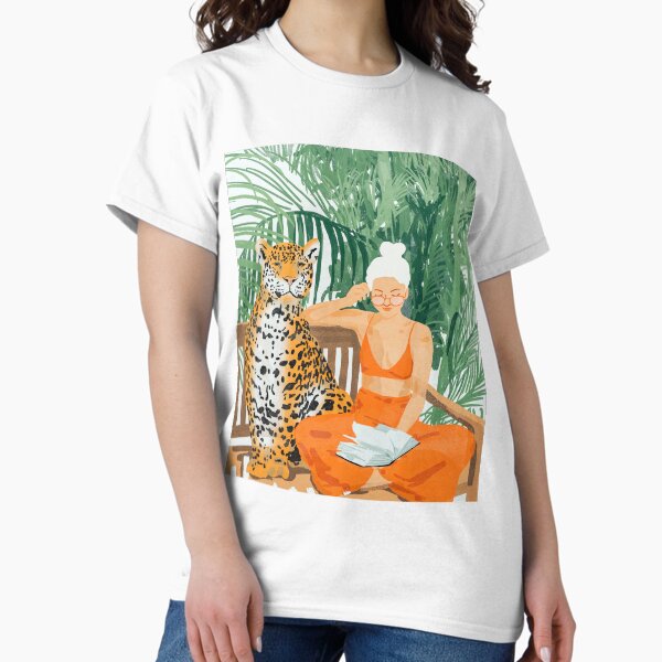 Item preview, Jungle Vacay | Modern Bohemian Blonde Woman Tropical Travel | Leopard Wildlife Forest Reader designed and sold by 83oranges.