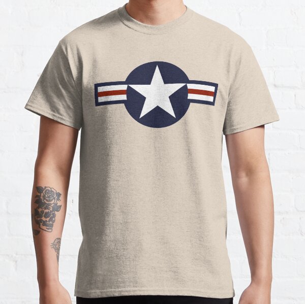 AIR FORCE. AMERICAN, USAF, Roundel, United States Air Force, aircraft, United States Navy, United States Marine Corps, on Grey. Classic T-Shirt