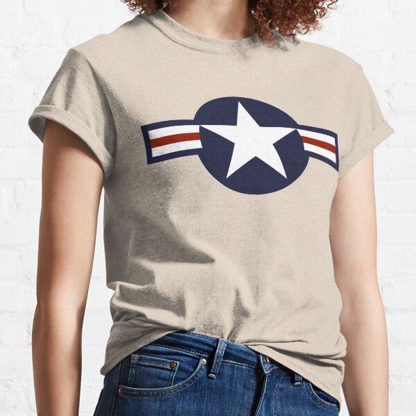 AIR FORCE. AMERICAN, USAF, Roundel, United States Air Force, aircraft, United States Navy, United States Marine Corps, on Grey. Classic T-Shirt