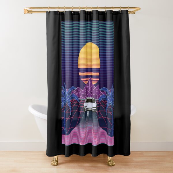 Vaporwave Retro Temple Shower Curtain