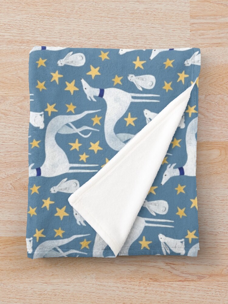 Thumbnail 3 of 6, Throw Blanket, Galgo, hare and stars designed and sold by lobitos.