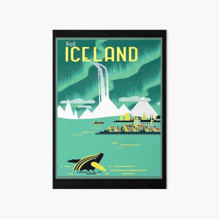 ICELAND : Vintage Travel and Tourism Advertising Print Art Board Print
