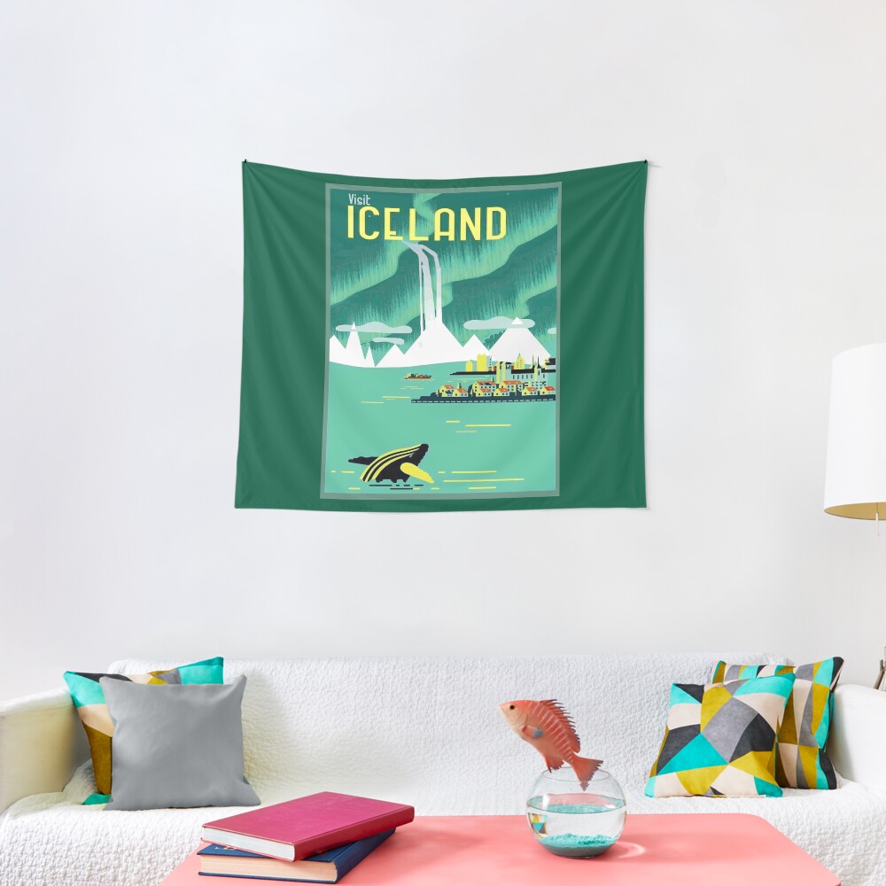 ICELAND : Vintage Travel and Tourism Advertising Print Tapestry