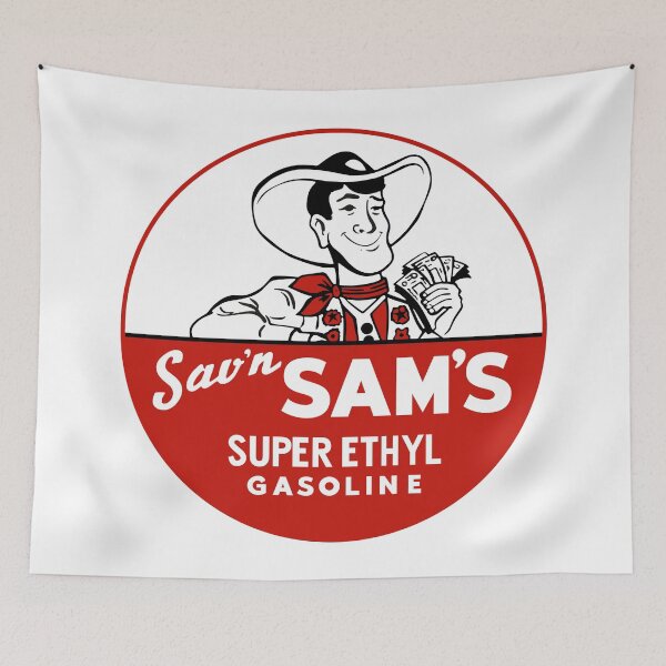 Item preview, Sav'n Sam's Super Ethyl Gasoline vintage sign designed and sold by htrdesigns.