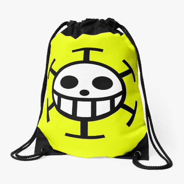 One Piece Trafalgar D. Law Heart Pirates Jolly Roger Emblem Flag Drawstring Bag