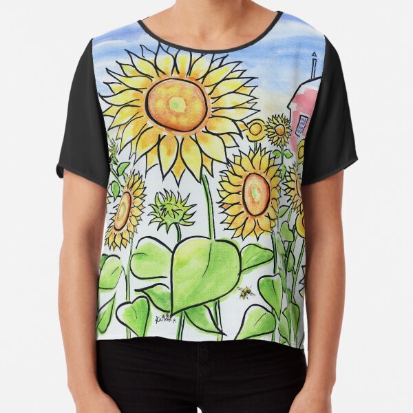 Sunflower Dreams - Field of Summer Sunflowers Chiffon Top