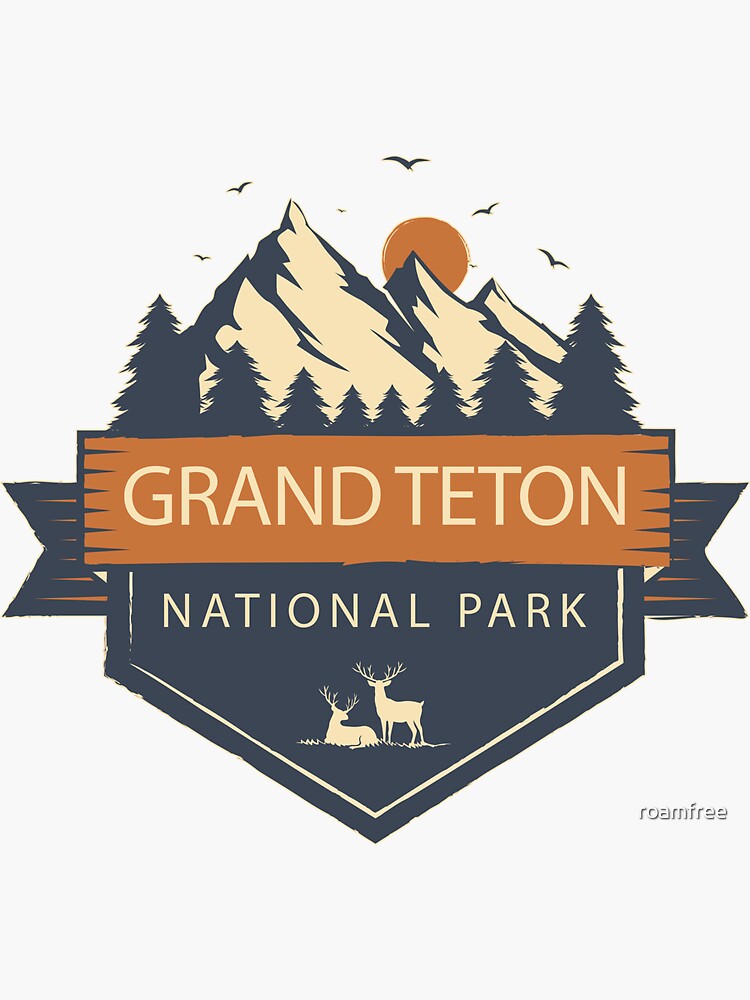 Web show your love for grand teton national park with this stylish sticker! "Grand Teton National Park Retro Mountain Sticker" Sticker for Sale by