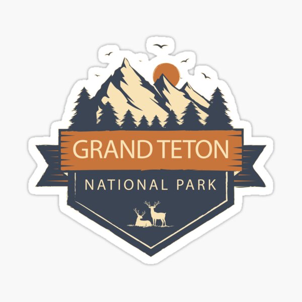 Grand Teton National Park Retro Mountain Sticker Sticker