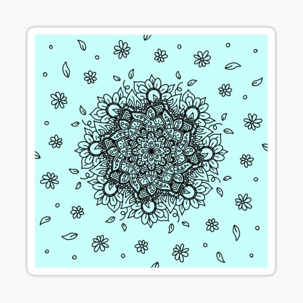 Floral Mandala - Light Blue Sticker